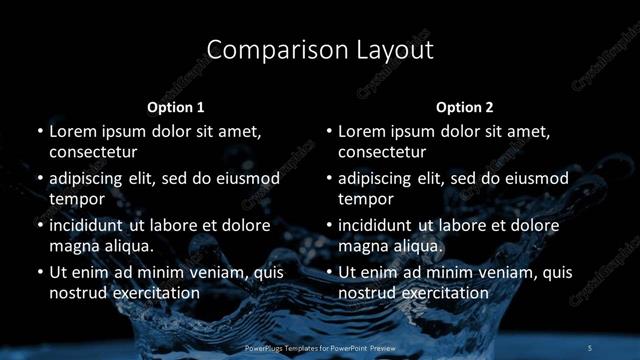 Comparison presentation slide layout