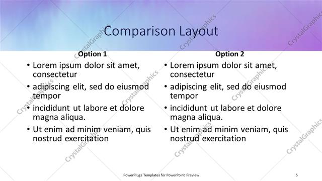 Comparison presentation slide layout
