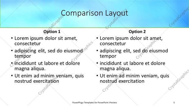 Comparison presentation slide layout