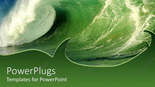  Presentation with wave - A wave in the sea with greenish background