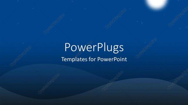  Presentation with stars moon - Waves on blue sky with stars and full moon