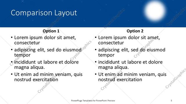 Comparison presentation slide layout