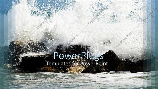  Presentation with wave - The waves hitting the stones creating a splash