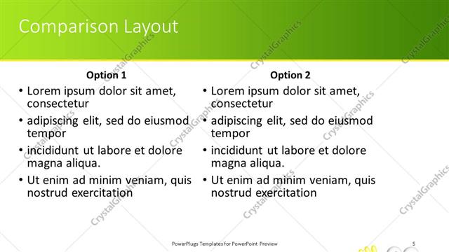 Comparison presentation slide layout