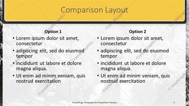 Comparison presentation slide layout