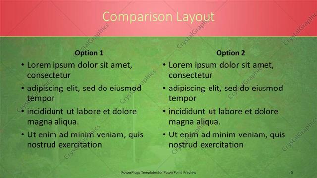 Comparison presentation slide layout