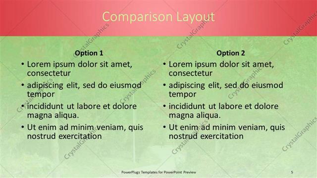 Comparison presentation slide layout