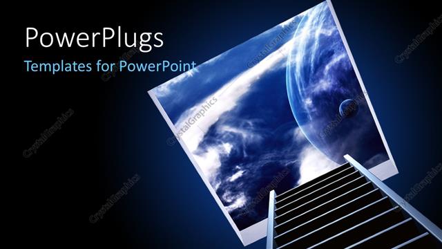  Presentation with imagination - A screen with a ladder and bluish background