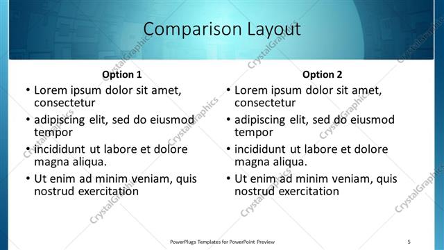 Comparison presentation slide layout