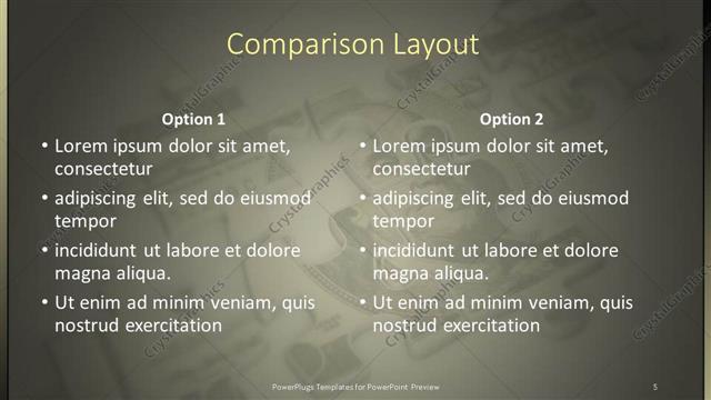 Comparison presentation slide layout