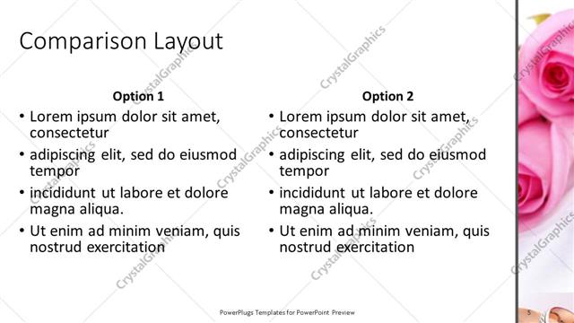 Comparison presentation slide layout