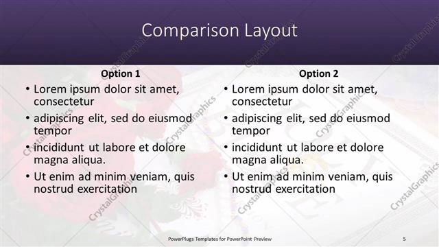 Comparison presentation slide layout