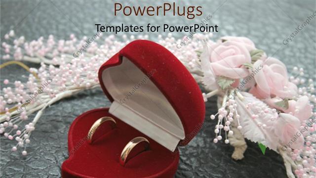  Presentation with pearls - Wedding rings in red box with flowers and pearls, bridal, jewelry