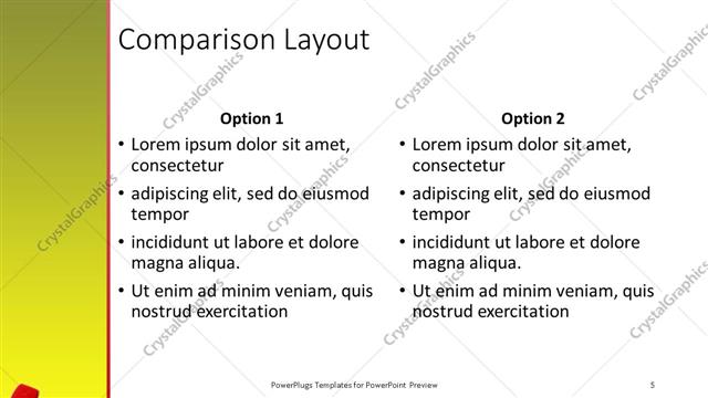 Comparison presentation slide layout
