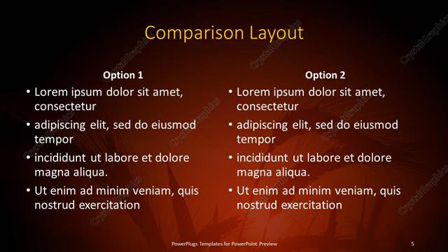 Comparison presentation slide layout