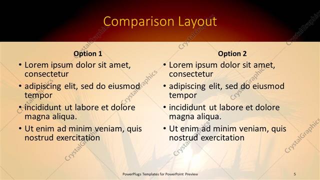 Comparison presentation slide layout