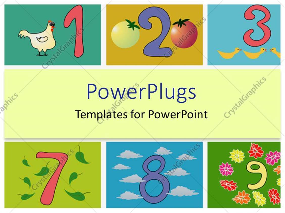 PowerPoint Template Whimsical numbers, counting, kindergarten