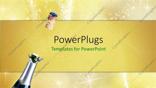  Presentation with celebration - A whine bottle with yellowish background