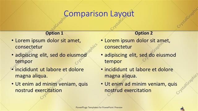 Comparison presentation slide layout