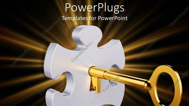  Presentation with key - Whit puzzle piece with a golden key inside it