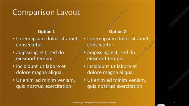 Comparison presentation slide layout