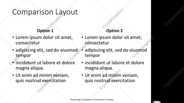 Comparison presentation slide layout