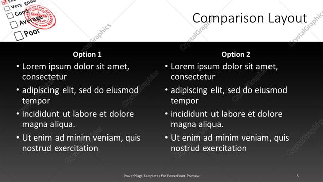 Comparison presentation slide layout