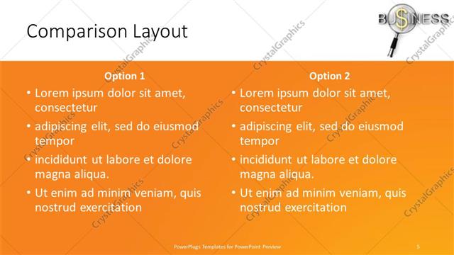 Comparison presentation slide layout