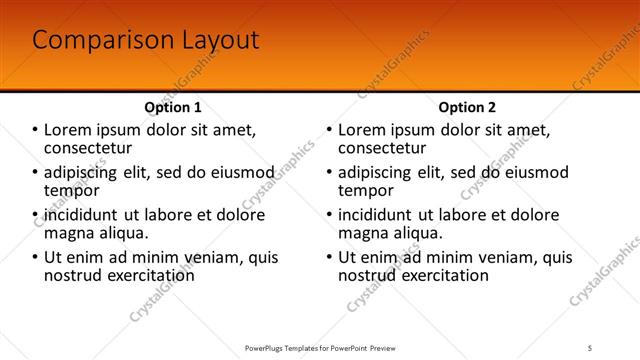 Comparison presentation slide layout
