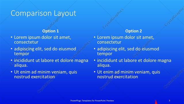 Comparison presentation slide layout