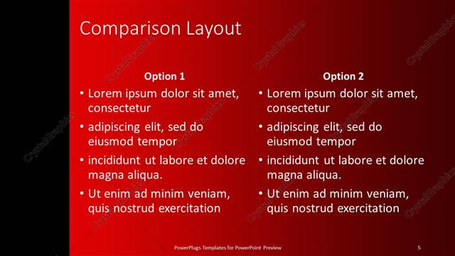 Comparison presentation slide layout