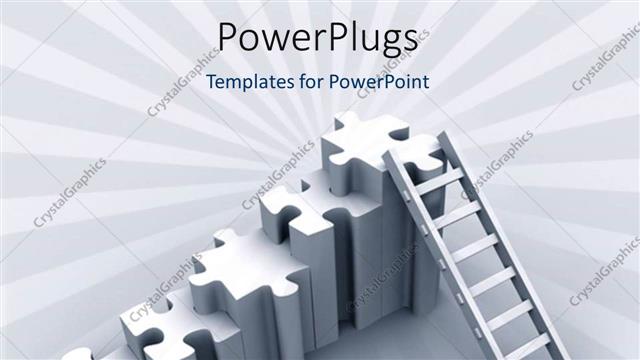  Presentation with height - White 3D jigsaw puzzle pieces of varying height with ladder