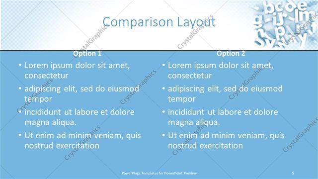 Comparison presentation slide layout