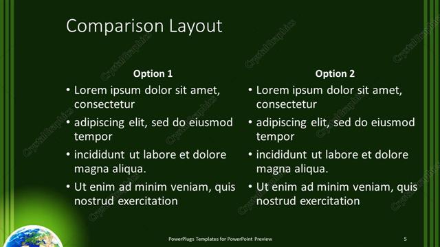 Comparison presentation slide layout