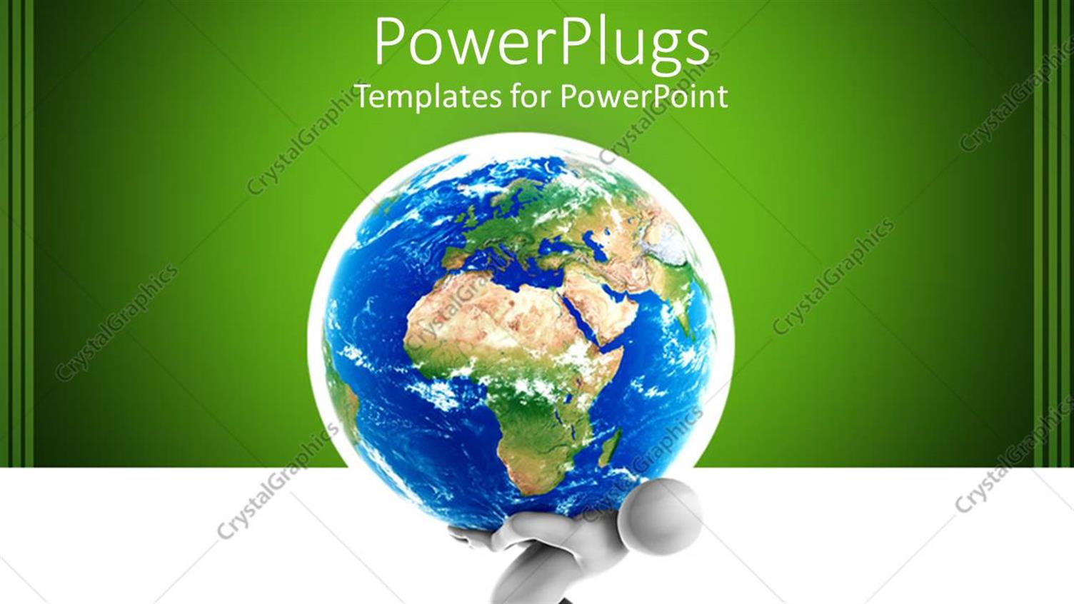 Featuring White 3D Man Carrying World Globe Earth on Back