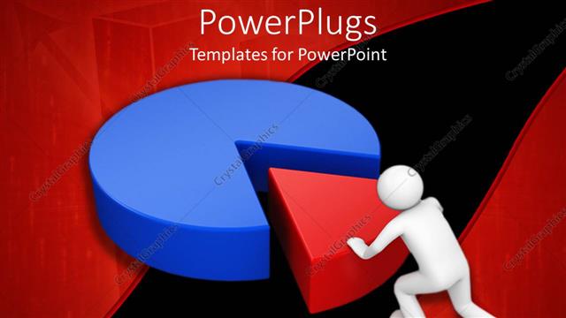  Presentation with pie chart - White 3D man pushing red missing piece into pie chart