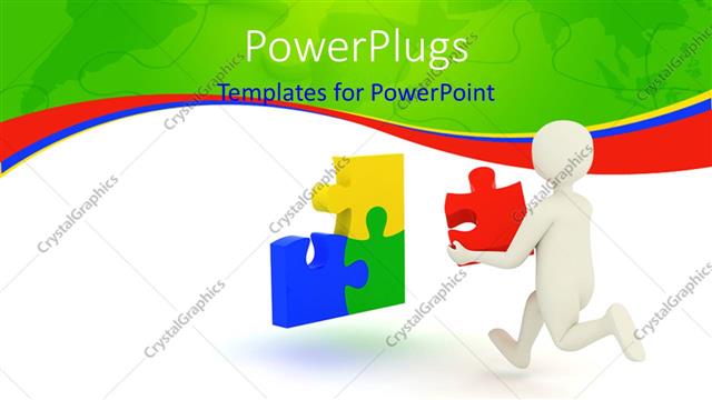  Presentation with character - A white colored character running with a puzzle piece in his hand