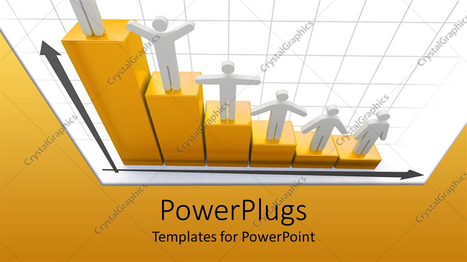 Featuring White 3D People Standing on Yellow Bars with Hands Raised