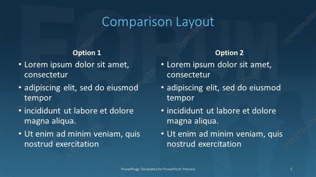 Comparison presentation slide layout