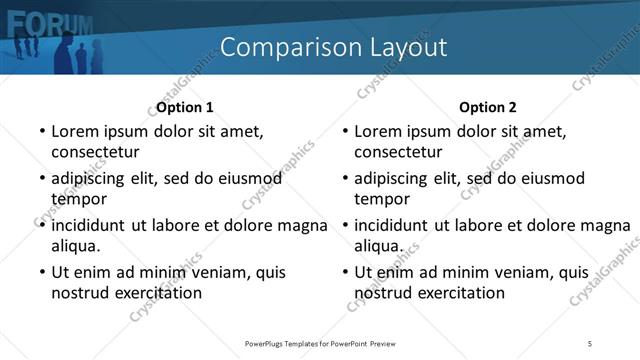 Comparison presentation slide layout