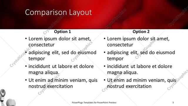 Comparison presentation slide layout