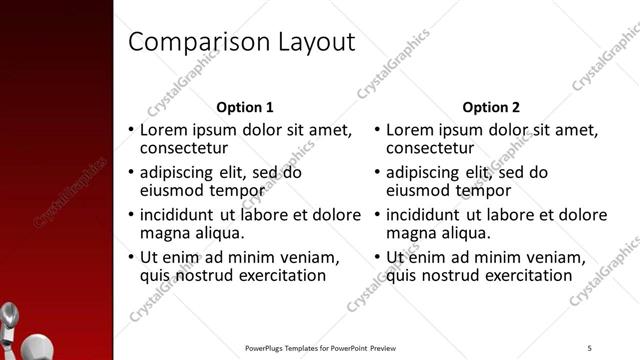 Comparison presentation slide layout