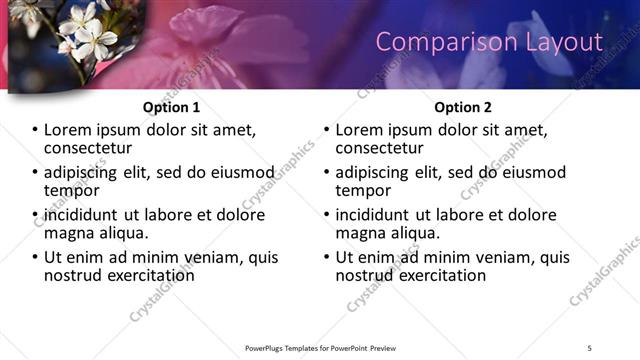 Comparison presentation slide layout