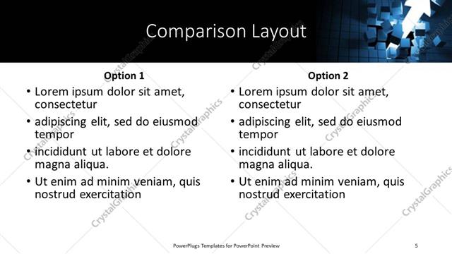 Comparison presentation slide layout