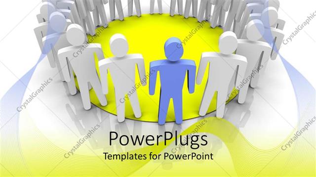  Presentation with work - White and ash colored human figures standing in a circle