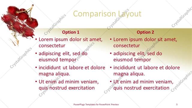 Comparison presentation slide layout