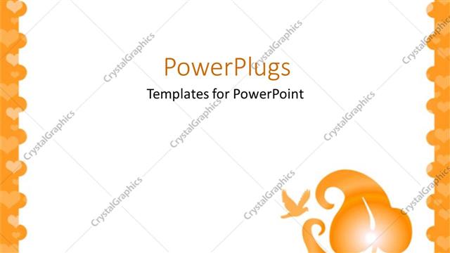  Presentation with orange plant - White background with orange border, plant, dove, hearts