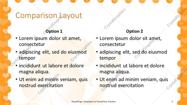 Comparison presentation slide layout