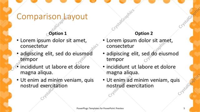 Comparison presentation slide layout