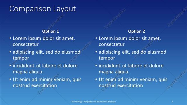 Comparison presentation slide layout